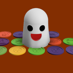 ghost-and-coasters.png Download free STL file Ghost case and Halloween coasters • 3D printable design, LKFLand