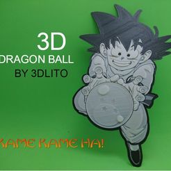 KAME KAME.jpg Free STL file 3D Drawing Son Goku (DRAGON BALL)・Object to download and to 3D print, 3dlito