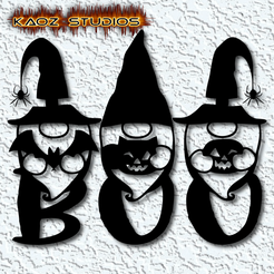 project_20230927_1344136-01.png Fichier STL 3 Halloween Gnomes wall art garden gnome wall decor 2d art boo・Plan pour impression 3D à télécharger