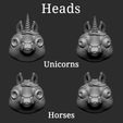 heads.jpg Unicorn Horse - print in place - flexible toy - Ramses