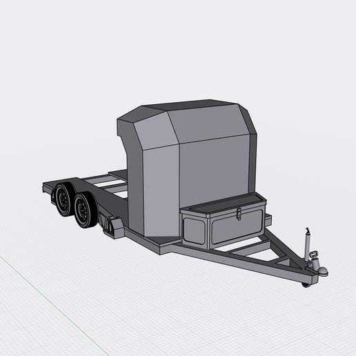 Air Bagged Vehicle Trailer with accessories diorama race car 3D model