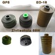 3DPrintedFilters.jpg Gas mask filter German Zivilschutzfilter 68 shorter printing time better quality