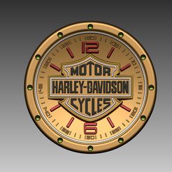 colored1.jpg STL file Harley Davidson Wall Clock・3D printable model to download, HomeDecor