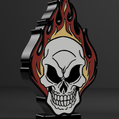 1.png STL file Flame skull lamp v2・3D printable model to download