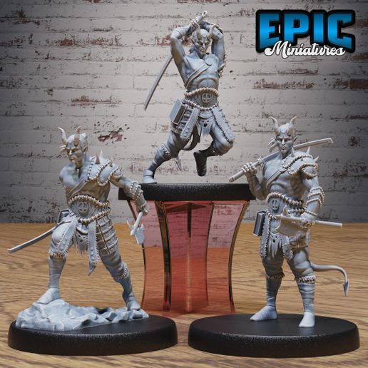 Tiefling Barbarian Set ‧ DnD Miniature ‧ Tabletop Miniatures ‧ Gaming Monster ‧ 3D Model ‧ RPG ‧ DnDminis ‧ STL FILE