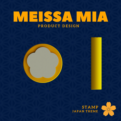 Japanese Plum Blossom (Ume) Stamp – Japanese Flower - 3D Print File for Decorative Cookie & Clay Impressions - 3D model önizlemesi