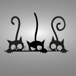 Three-cats-render.png Fichier STL Trois chats・Modèle à télécharger et à imprimer en 3D, FUN3D