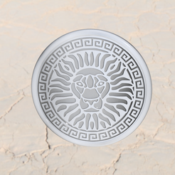 lion-greek-key.png Getränkeuntersetzer: Griechischer Schlüssel 'Löwe'