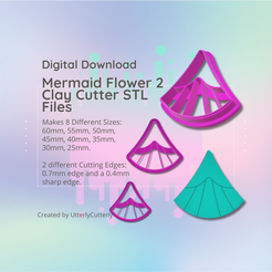 Cover-7.png Archivo STL Clay Cutter STL File - Mermaid Flower 2 - Earring Digital File Download- 8 sizes and 2 Cutter Versions, cortador de galletas・Modelo para descargar y imprimir en 3D