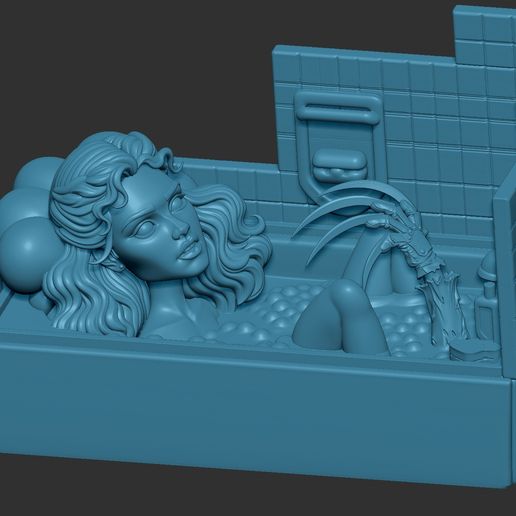 Freddy Krueger and Nancy in the tub