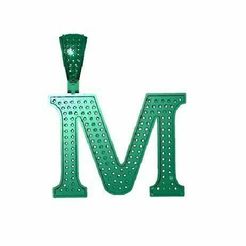 m-1.jpg STL file M ALPHABET PENDANT WITH ROUND DIAMOND・Model to download and 3D print