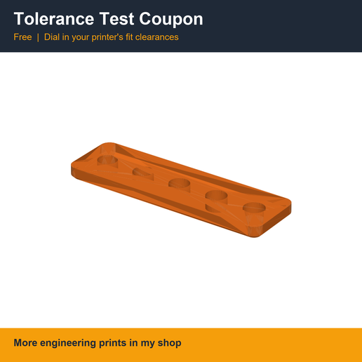 Tolerance Test Coupon - Printer Fit Calibration (STL + STEP)