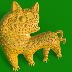 Leopardo2.png Archivo STL Leopardo Sonriente Azteca en 3D: Majestuosidad y Misterio con Manchas en Alto Relieve・Modelo imprimible en 3D para descargar