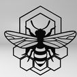 4.1.jpg bee on the honeycomb 2, 2d bee, wall bee, line art bee, 2d art honeycomb, wall honeycomb