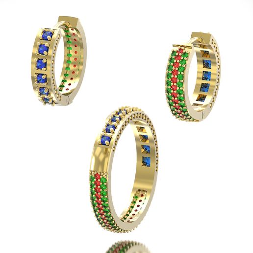 💍 Jewelry set lot gems 3D print model・ STL File for 3D printing