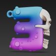 Skull-Themed-E-Letter-Keychain-3D-Print-File-24.jpg Skull-Themed "E" Letter Keychain 3D Print File