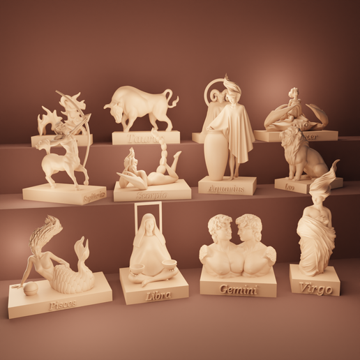 Zodiac figurines 3D model