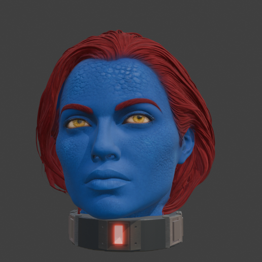 Mystique - Detained Mutant Head with Power Inhibitor Collar - 3D Print STL