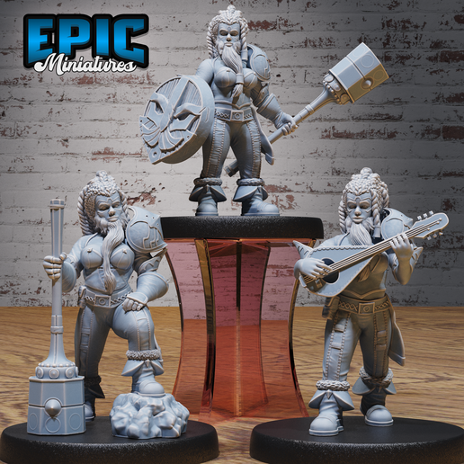 Archivo 3D Bearded Female Dwarf Set ‧ DnD Miniature ‧ Tabletop ...