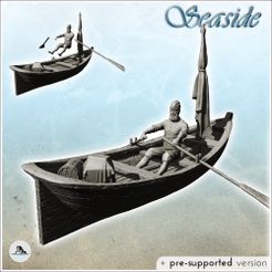 1-PREM.jpg STL file Old pirate rowing in wooden boat with mast (5) - Jungle Blackbeard Island Beach Piracy Caribbean Medieval・Model to download and 3D print