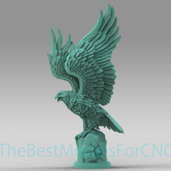 Eagle-on-Rock.png 3D Model STL File for CNC Router Laser & 3D Printer Eagle on Rock