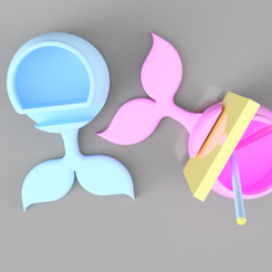 Archivo 3D Molde de cola de sirena 3 piezas 🪔・Modelo de