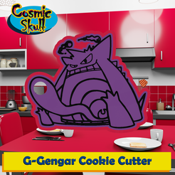 094-G-Gengar-2D.png Download STL file Gigantamax Gengar Cookie Cutter • 3D printable object, CosmicSkull