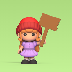 Cod26-Girl-Holding-Sign-1.png Archivo 3D Chica con cartel・Modelo de impresora 3D para descargar