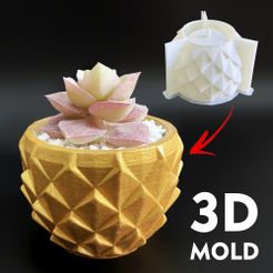 Geometric-Pot-mold-3.jpg STL file Geometric Planters mold - Include Pot file for print・Model to download and 3D print