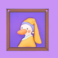 IMG_0058.png Fichier STL (Canard) fille avec une boucle d'oreille en perle - Mignon cadre de peinture de Vermeer 3d・Design pour imprimante 3D à télécharger