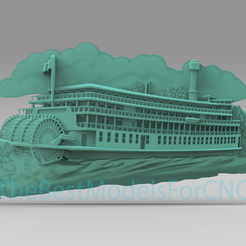 Mississippi-Steamer-Boat.png 3D Modell STL Datei für CNC Router Laser & 3D Drucker Mississippi Steamer Boat