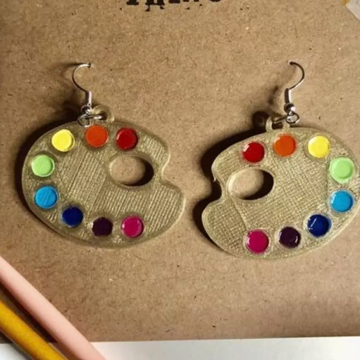 Paint Palette Earrings 3D model