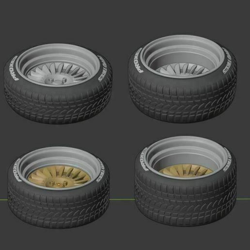 e2.jpg Fichier 3D JDM Ensemble de roues à turbine avant et arrière avec 2 pneus・Modèle pour impression 3D à télécharger, BlackBox