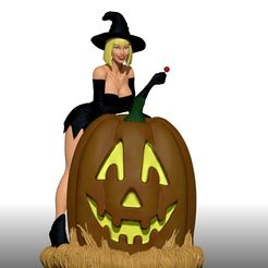 Halloween Witch colored pic 1.jpg Fichier STL Sorcière sexy・Plan pour impression 3D à télécharger