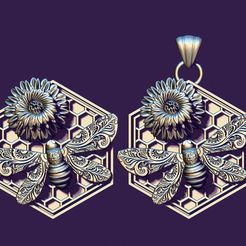13.jpg STL-Datei Bienen-Anhänger mit Blume zum Gießen・3D-druckbares Modell zum Herunterladen