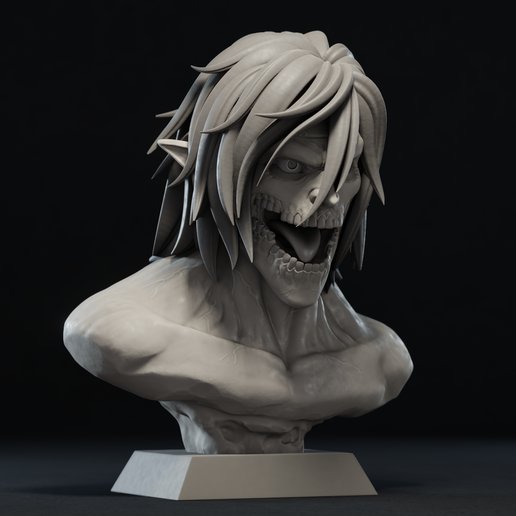 STL file Attack Titan Eren Bust Sculpture・Model to download and 3D ...