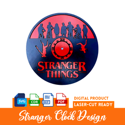 STRANGERCLOCK.png Fichier 3D HORLOGE DE BUREAU À DÉCOUPAGE LASER OU À CONCEPTION CNC POUR 3MM・Modèle à imprimer en 3D à télécharger