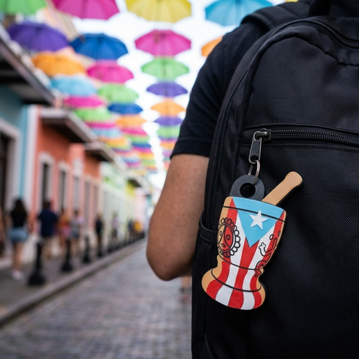 🔣 Puerto Rico Flag Pilon with Taino Symbols 3D Print Keychain STL File ...