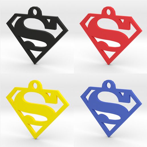 Superman Logo Pendant & Keychain 3D model