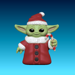1.png малыш Йода из "Звездных войн" в образе Санта-Клауса на Рождество