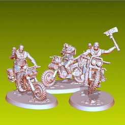 render_3_motard_2_car.jpg 3D file Troop of three bikers of the cult・3D print object to download, 3d-fabric-jean-pierre