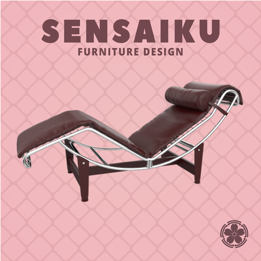 Miniature Replica 1:12 Le Corbusier 04. LC4 Chair for Miniature Dollhouse - Vitra - 3D Print Instant Download - Miniature Furniture Designer Series