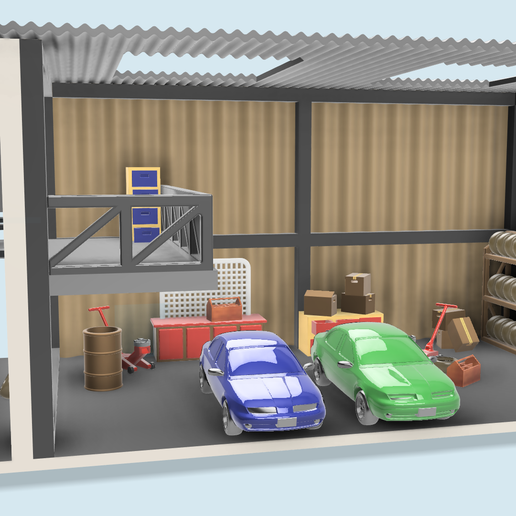 Diecast 1:64 Diorama Garrage Pack-1 - 3D model önizlemesi