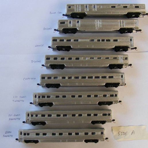 John-Rumming-3D-print-IP-cars.jpg Indian Pacific Ghan car trailer NR class shell Complete set 3D print model