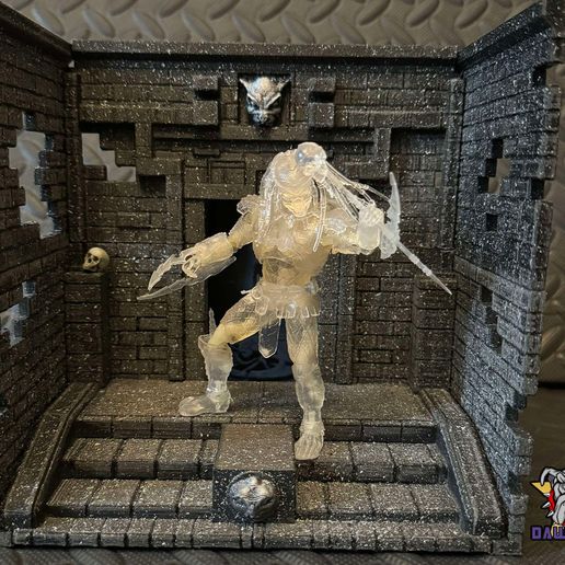 👽 Alien vs Predator Temple Diorama Display.・ STL File for 3D printing・Cults