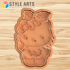 HELLO-KITTY-CALABAZA.png STL file Hello Kitty Pumpkin Cookie Cutter - Halloween Cookies・3D printable design to download