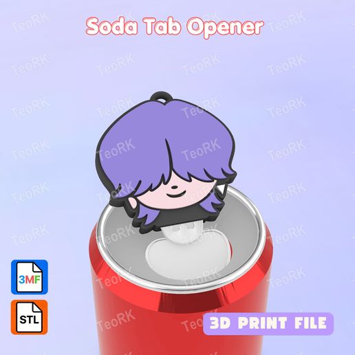 Soda Tab Opener MYSTERY - KPOP DEMON HUNTERS Keychain - STL 3MF pre-painted - Soda can Opener