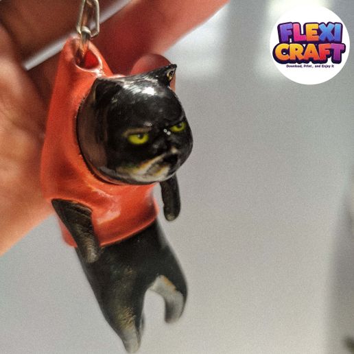 cat-keychain.jpg Kitty-Schlüsselanhänger mit Druck an Ort und Stelle (mehrteilig /3MF)