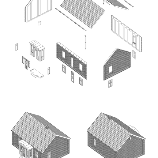 2021.07.22-brick-building-1-A4.png STL file Brick house in h0・3D print design to download, makobe