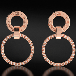 CG-render.2075.png STL file Stylish earrings with diamonds and Roman watches 660・3D printing idea to download
